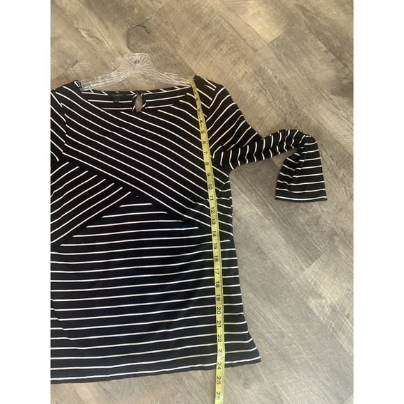 Talbots Asymmetrical Ponte Stretch Rayon T-Shirt Womens Small Stripe Flattering - Picture 9 of 10